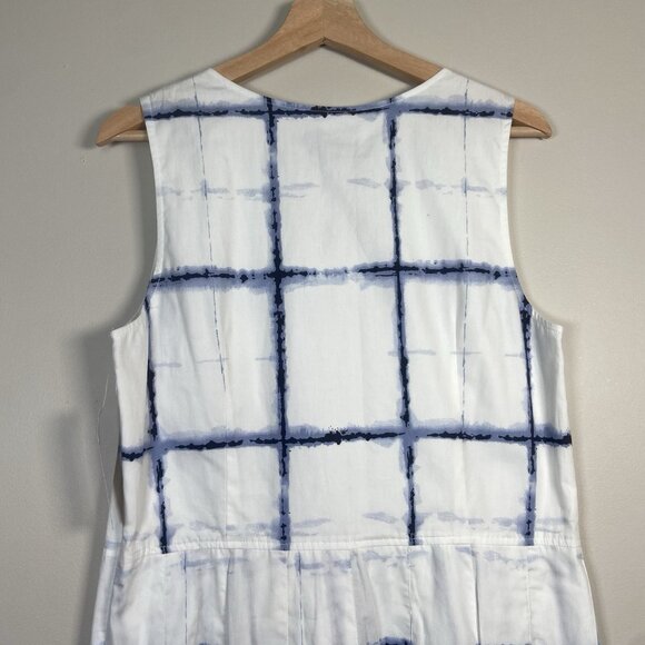 Pendleton Sleeveless A-line Dress Size 12 White Blue Plaid Check Pleated NWT - Picture 7 of 9